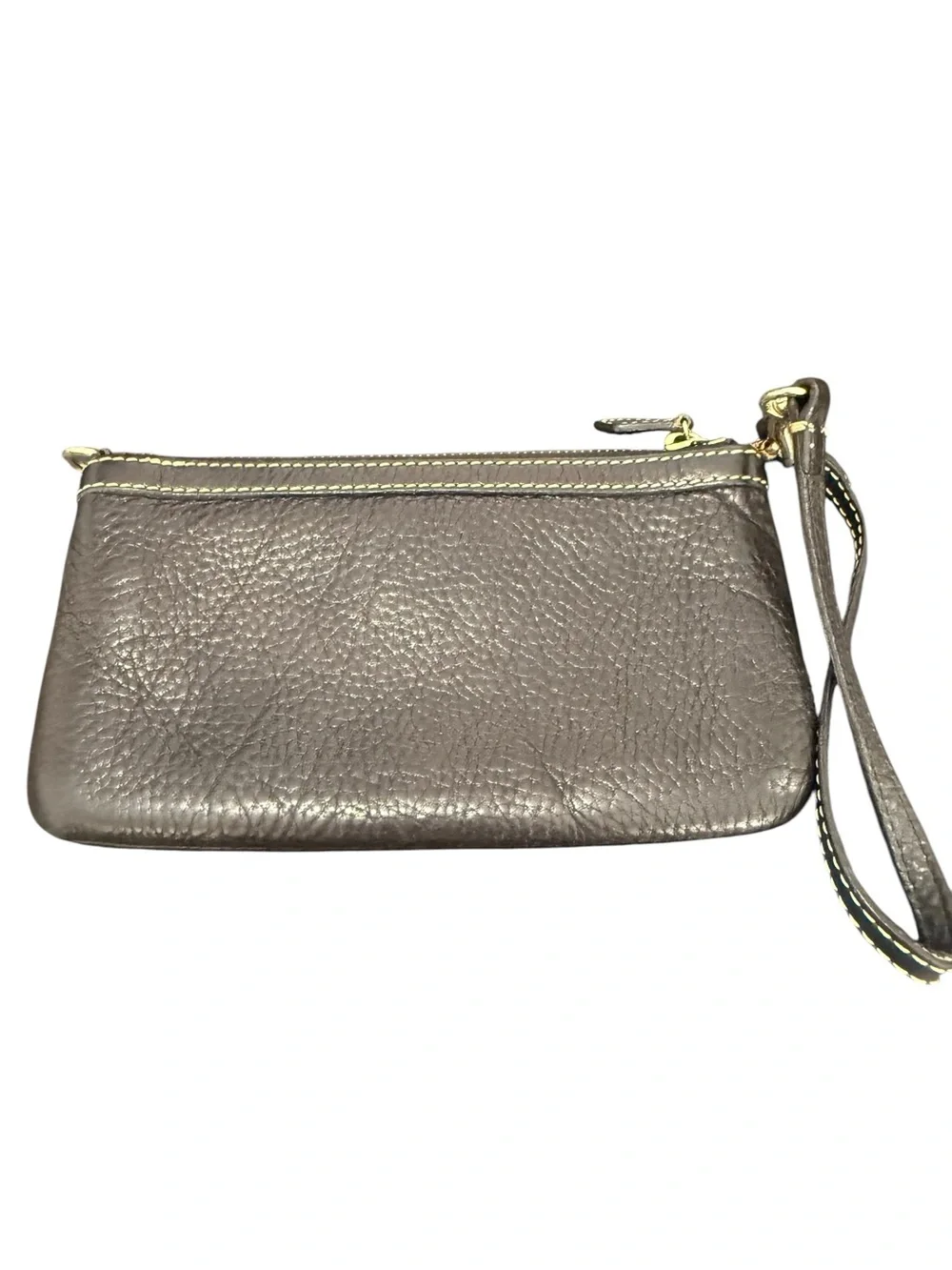 Dooney & Bourke Taupe Leather Wristlet with Gold Hardware